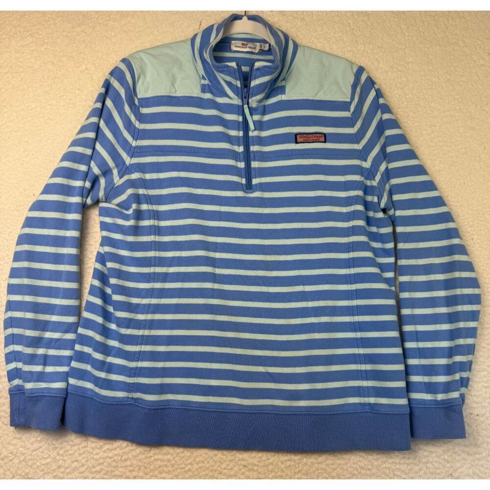 Vineyard Vines‎ Shep Shirt 100% Cotton Blue & Aqua Striped Preppy Size Large